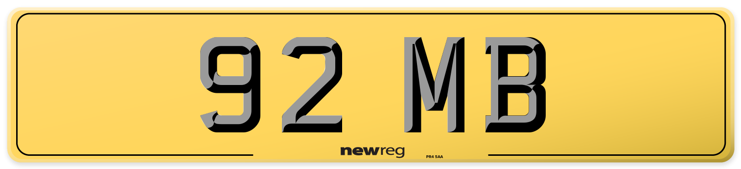 92 MB Rear Number Plate