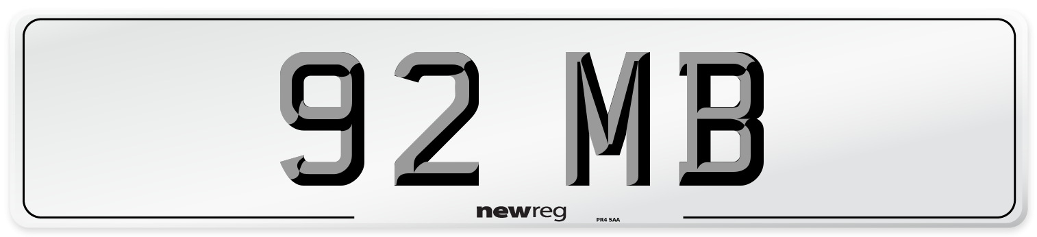 92 MB Front Number Plate