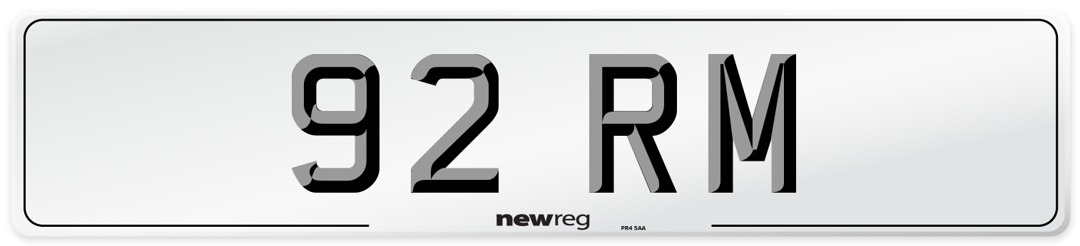 92 RM Front Number Plate
