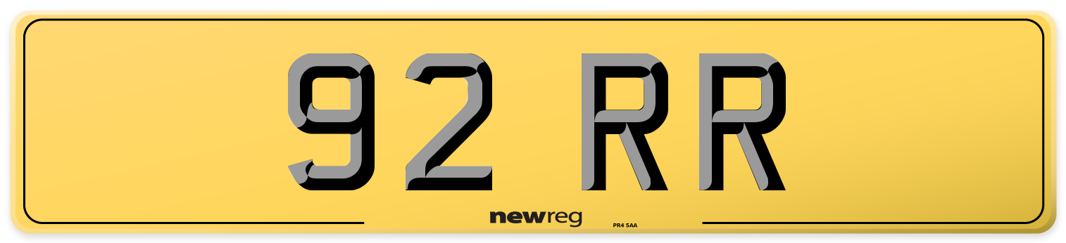 92 RR Rear Number Plate