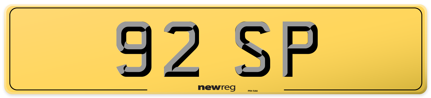 92 SP Rear Number Plate