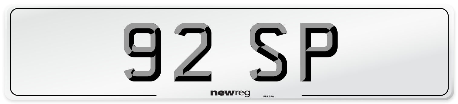 92 SP Front Number Plate