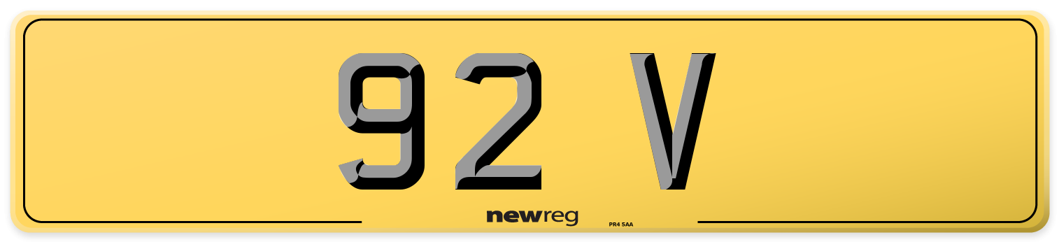92 V Rear Number Plate