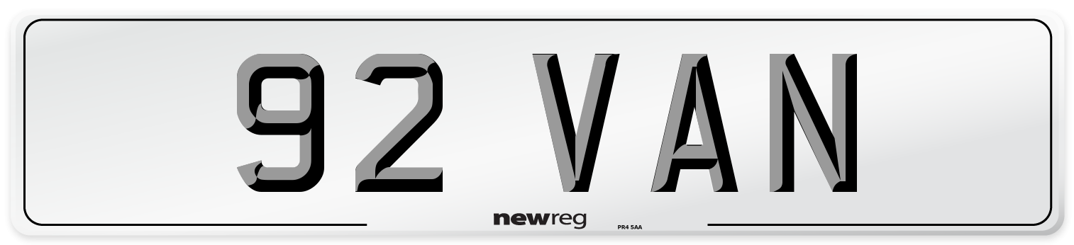 92 VAN Front Number Plate