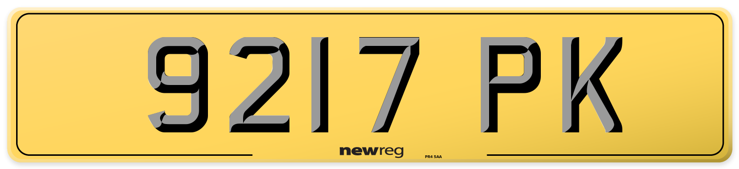 9217 PK Rear Number Plate