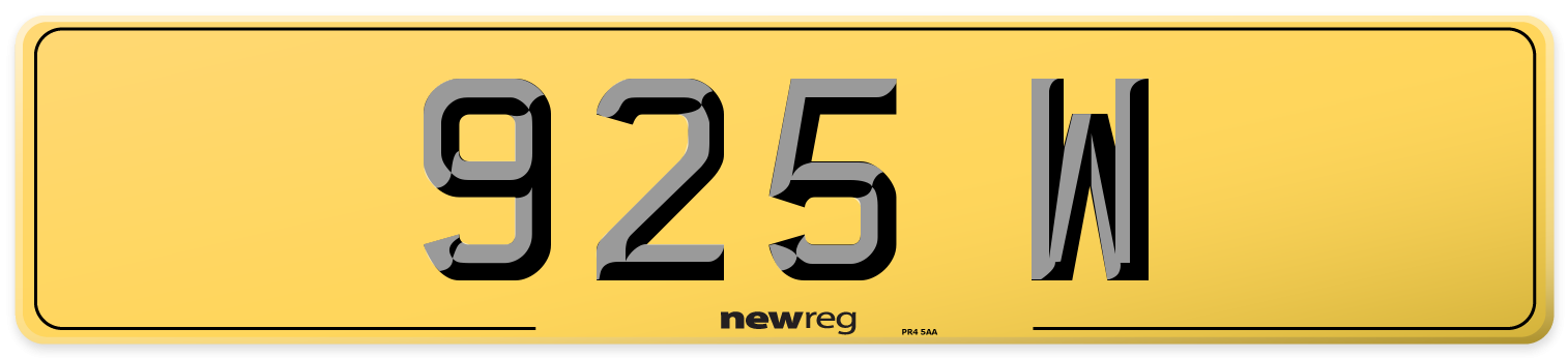 925 W Rear Number Plate