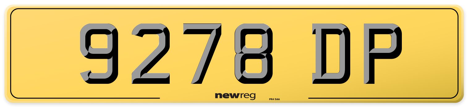 9278 DP Rear Number Plate