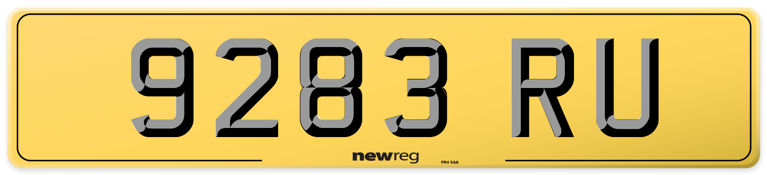 9283 RU Rear Number Plate