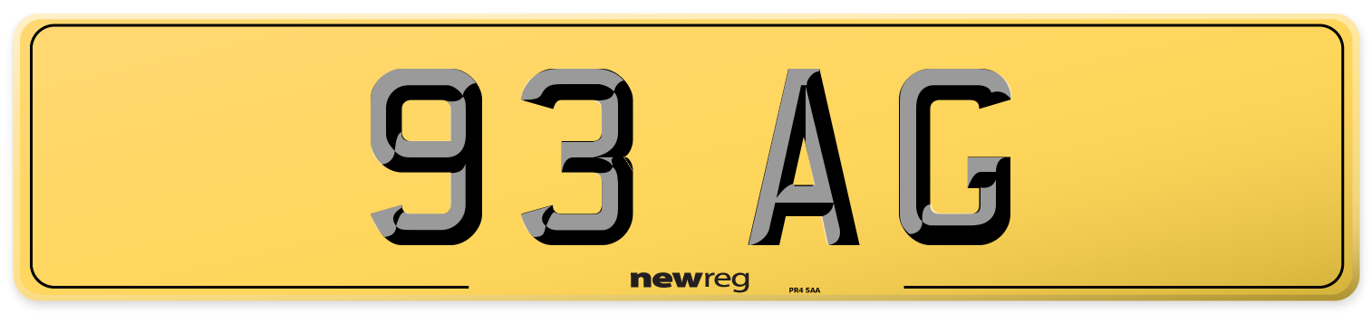 93 AG Rear Number Plate