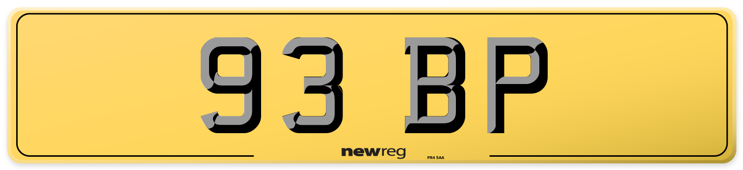 93 BP Rear Number Plate