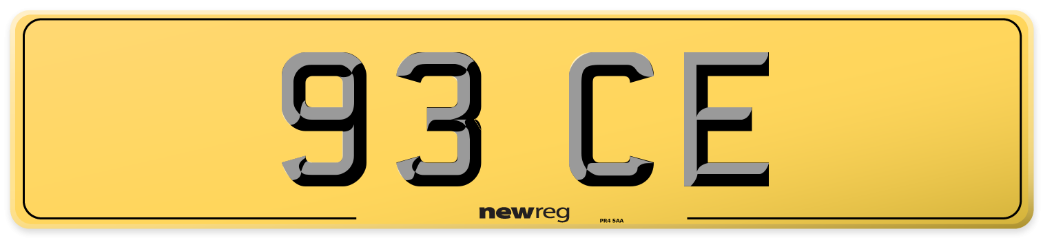 93 CE Rear Number Plate