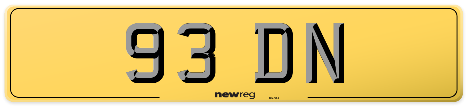 93 DN Rear Number Plate