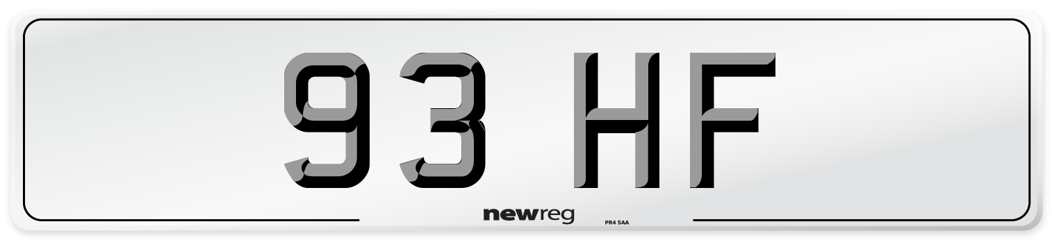 93 HF Front Number Plate
