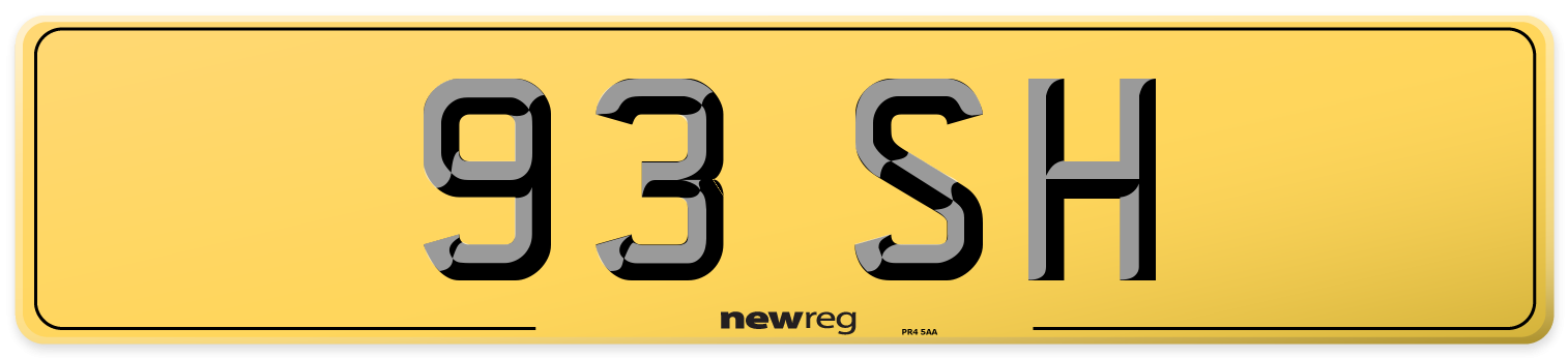 93 SH Rear Number Plate