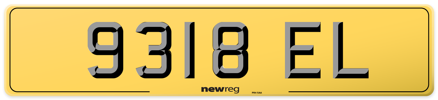 9318 EL Rear Number Plate