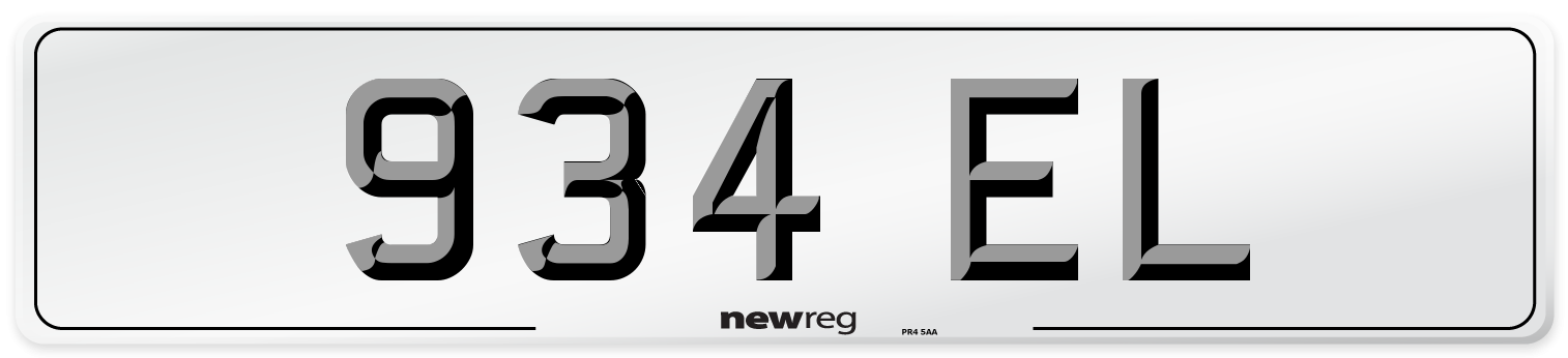 934 EL Front Number Plate