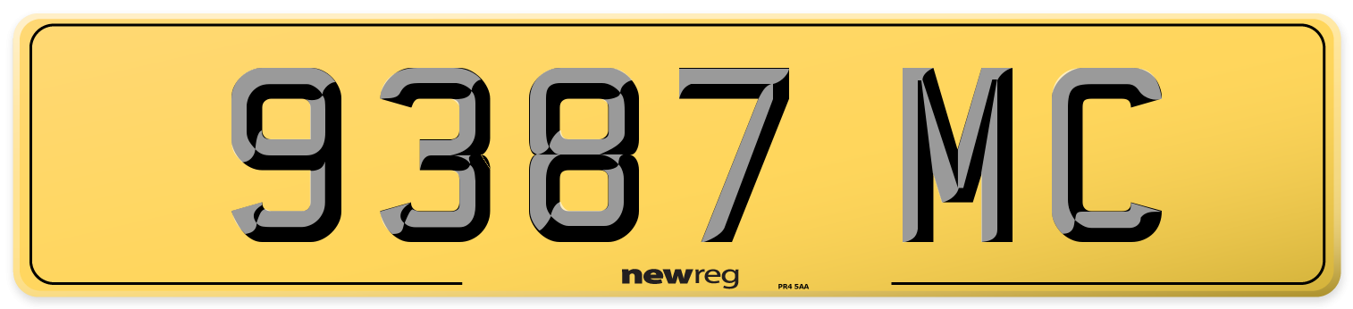 9387 MC Rear Number Plate