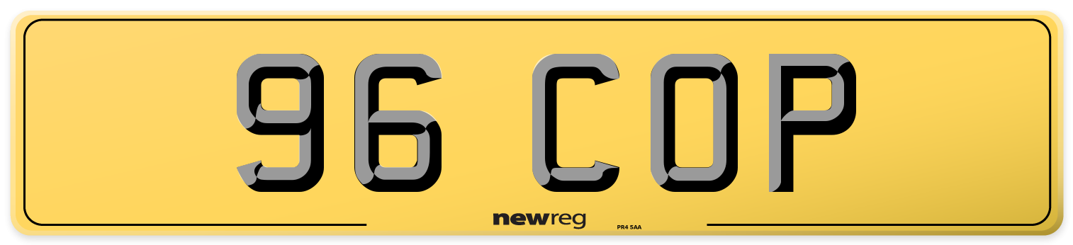 96 COP Rear Number Plate