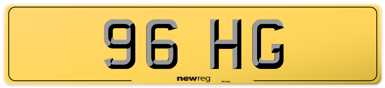 96 HG Rear Number Plate