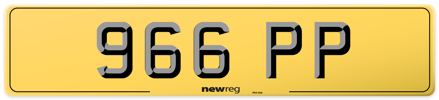 966 PP Rear Number Plate