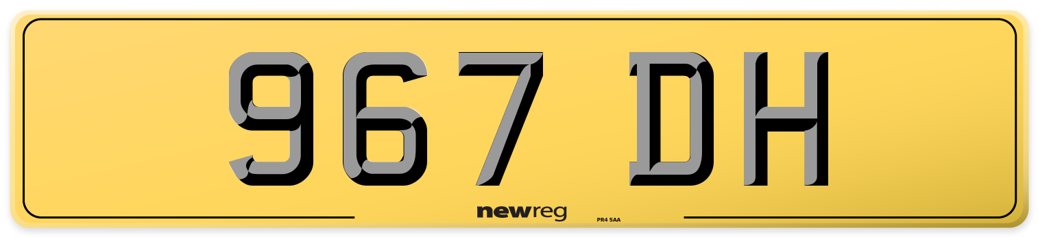 967 DH Rear Number Plate