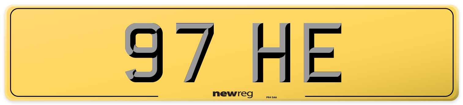 97 HE Rear Number Plate