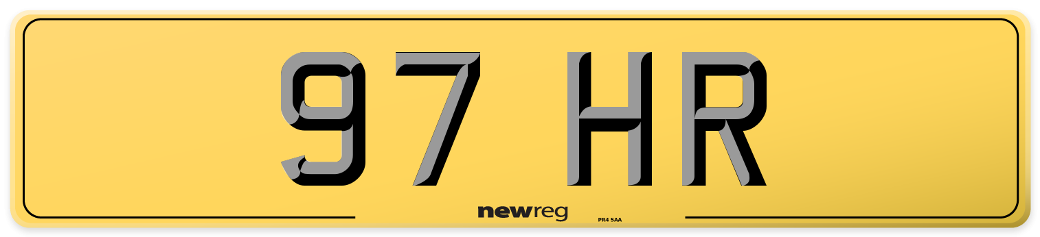 97 HR Rear Number Plate