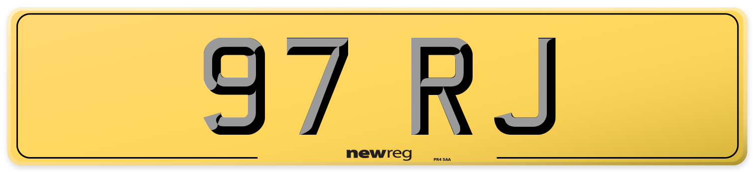 97 RJ Rear Number Plate