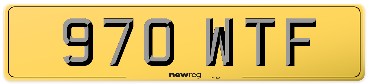 970 WTF Rear Number Plate