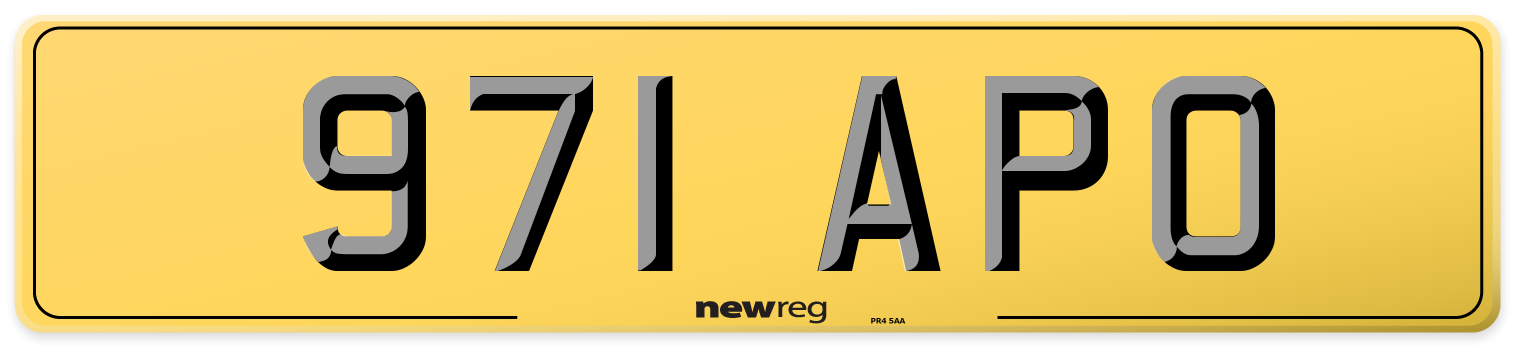 971 APO Rear Number Plate