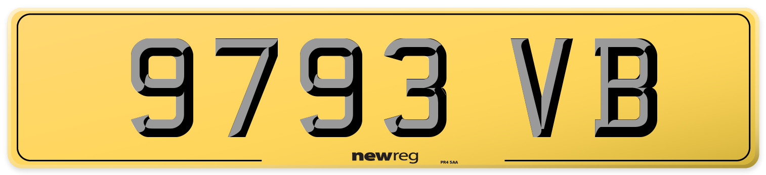9793 VB Rear Number Plate