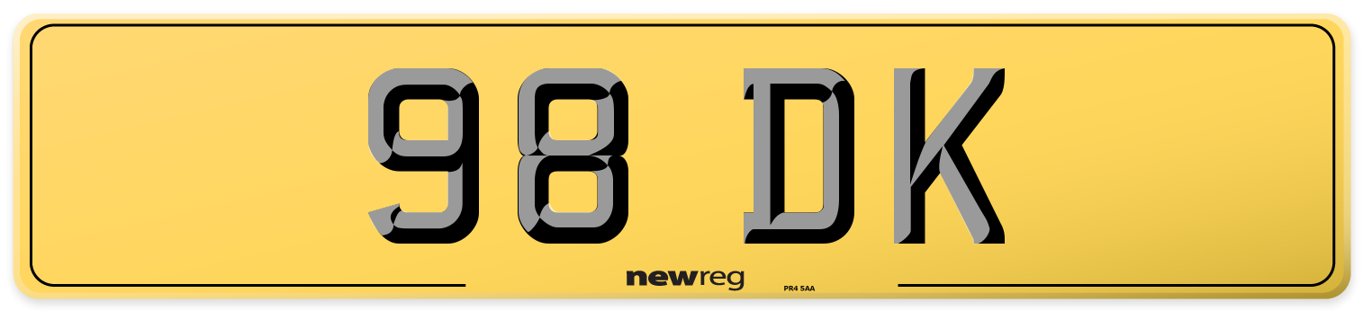 98 DK Rear Number Plate