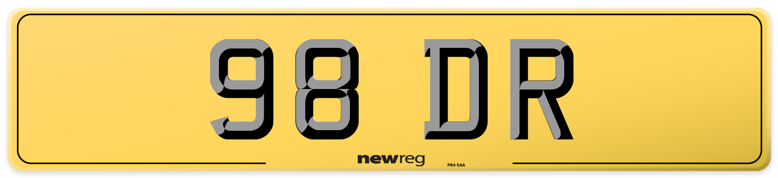 98 DR Rear Number Plate