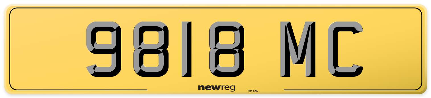 9818 MC Rear Number Plate