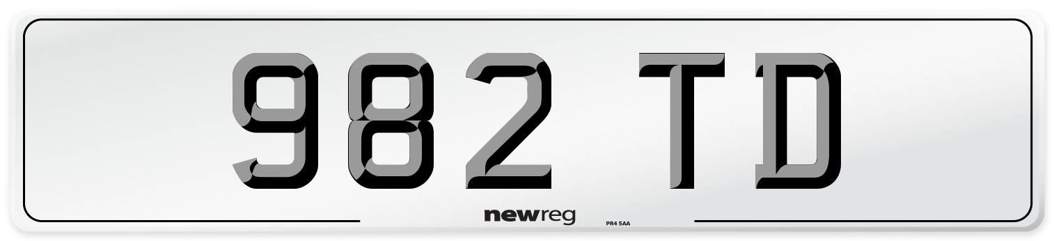 982 TD Front Number Plate