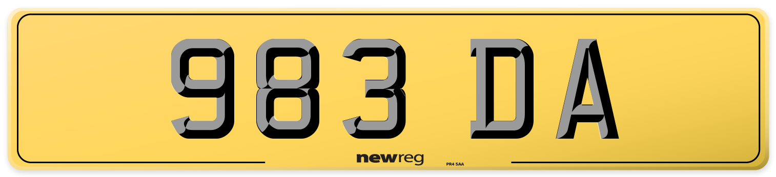 983 DA Rear Number Plate