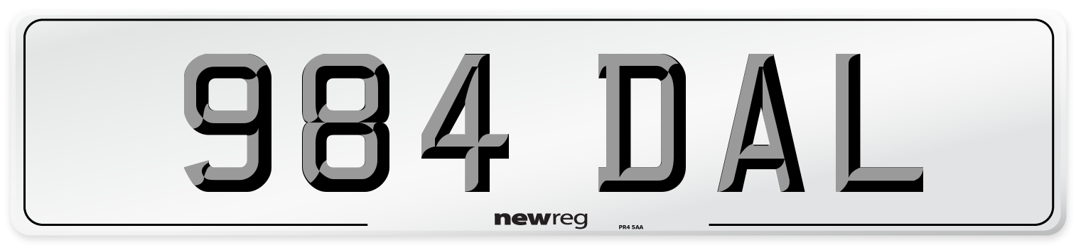 984 DAL Front Number Plate