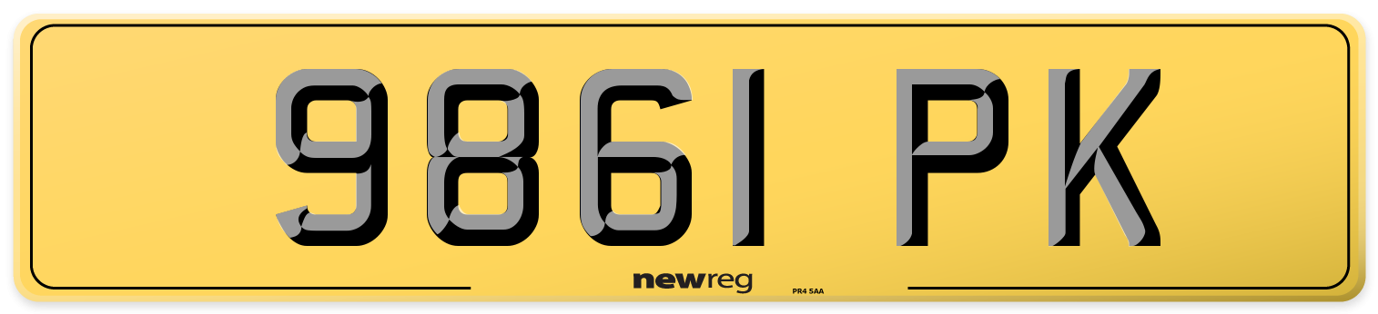 9861 PK Rear Number Plate