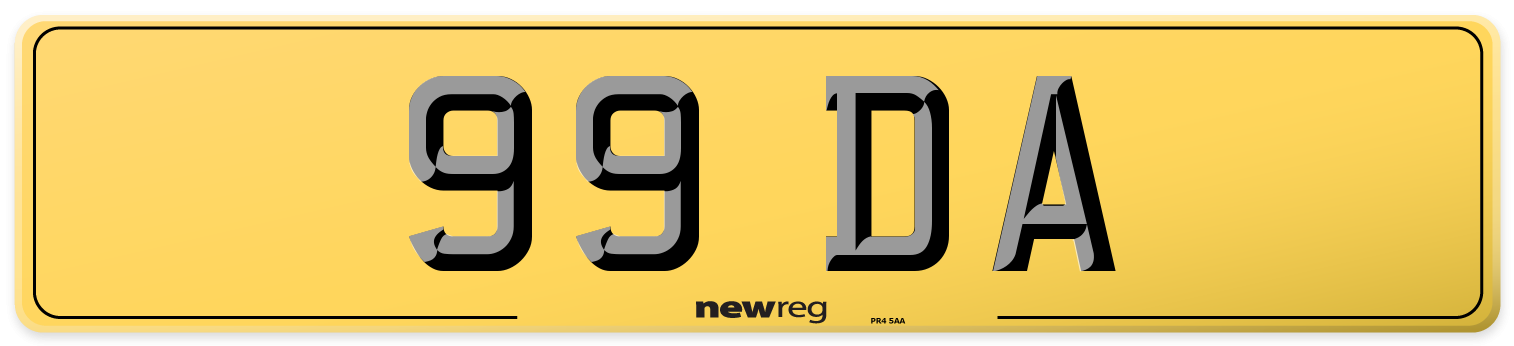 99 DA Rear Number Plate