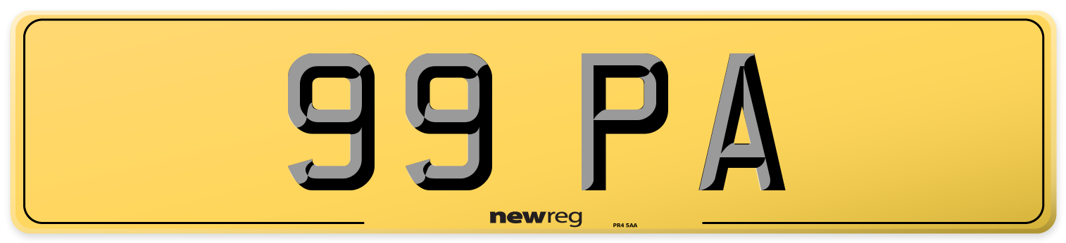 99 PA Rear Number Plate