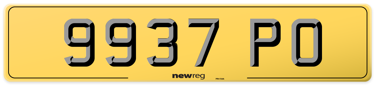 9937 PO Rear Number Plate