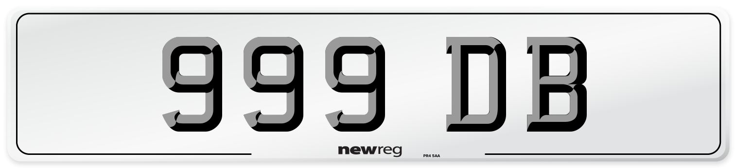 999 DB Front Number Plate