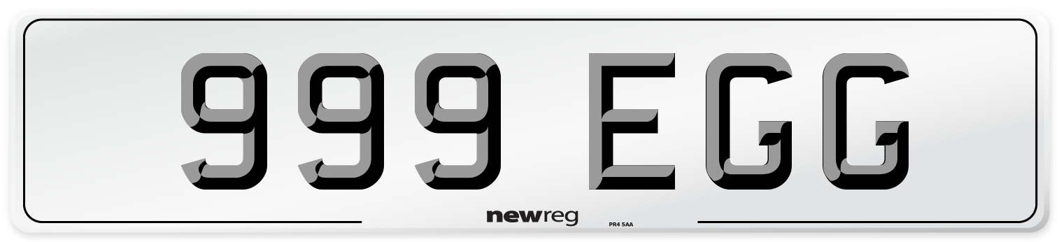 999 EGG Front Number Plate