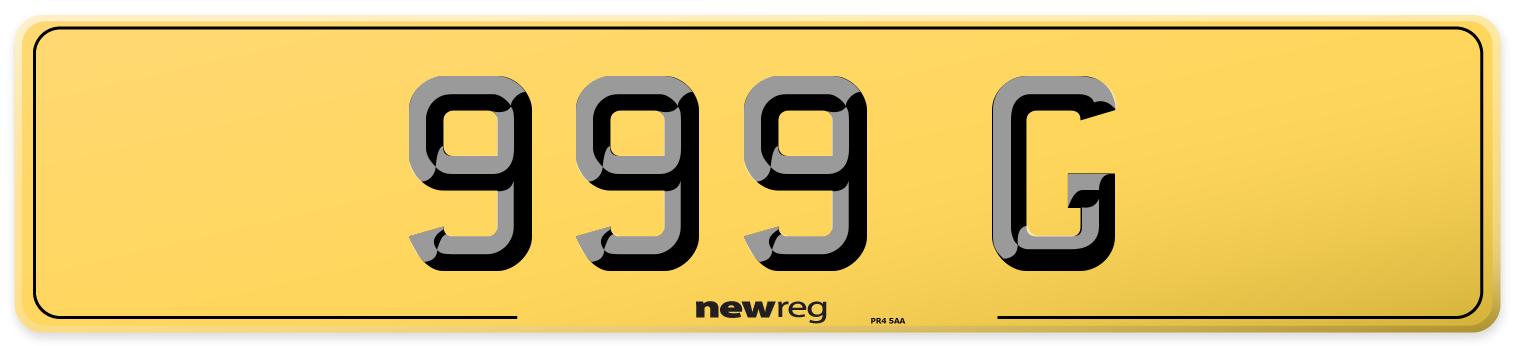 999 G Rear Number Plate