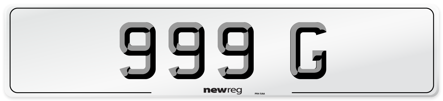 999 G Front Number Plate