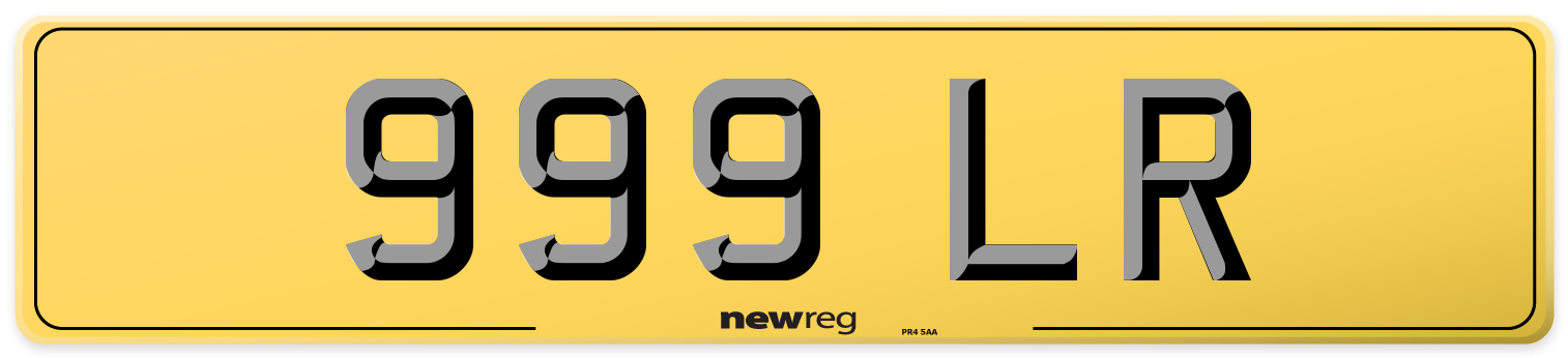 999 LR Rear Number Plate