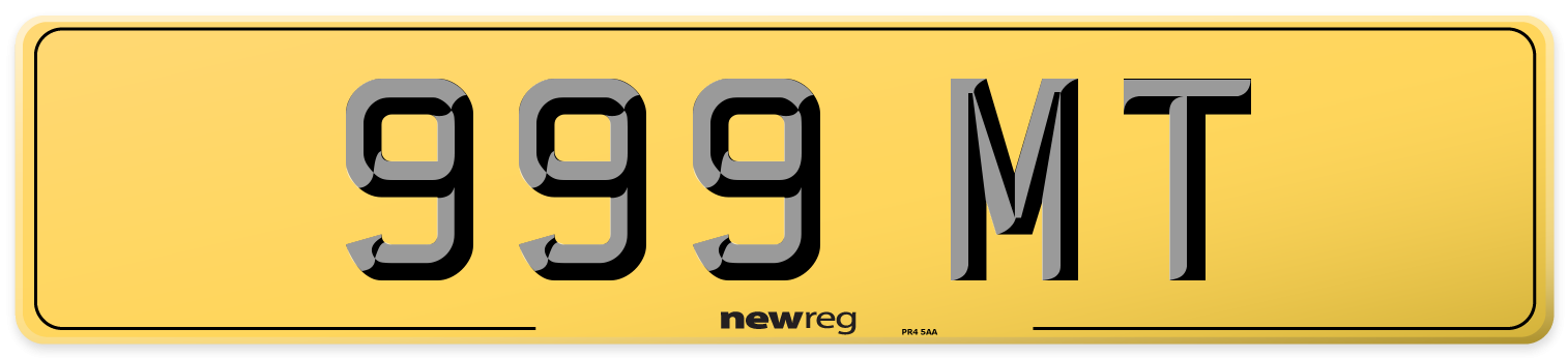999 MT Rear Number Plate