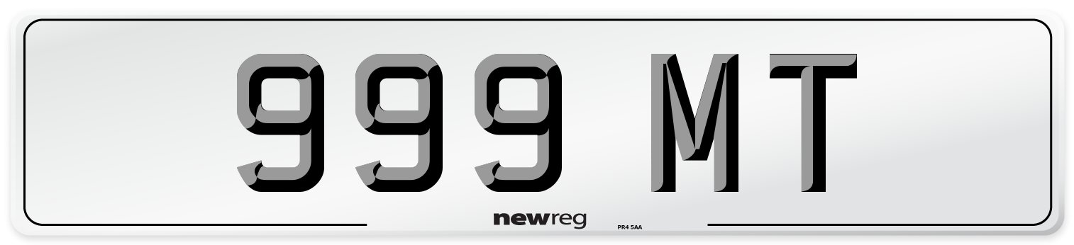 999 MT Front Number Plate