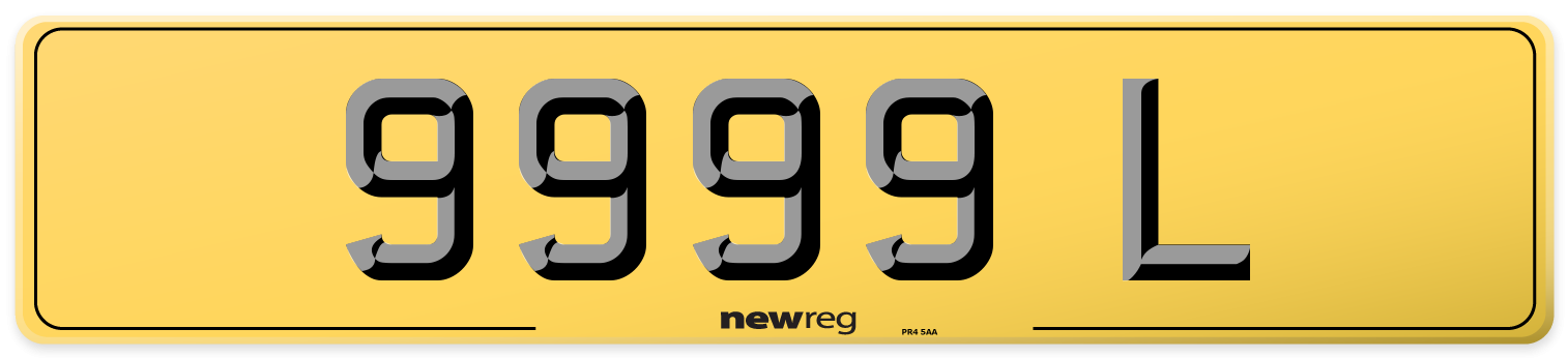 9999 L Rear Number Plate