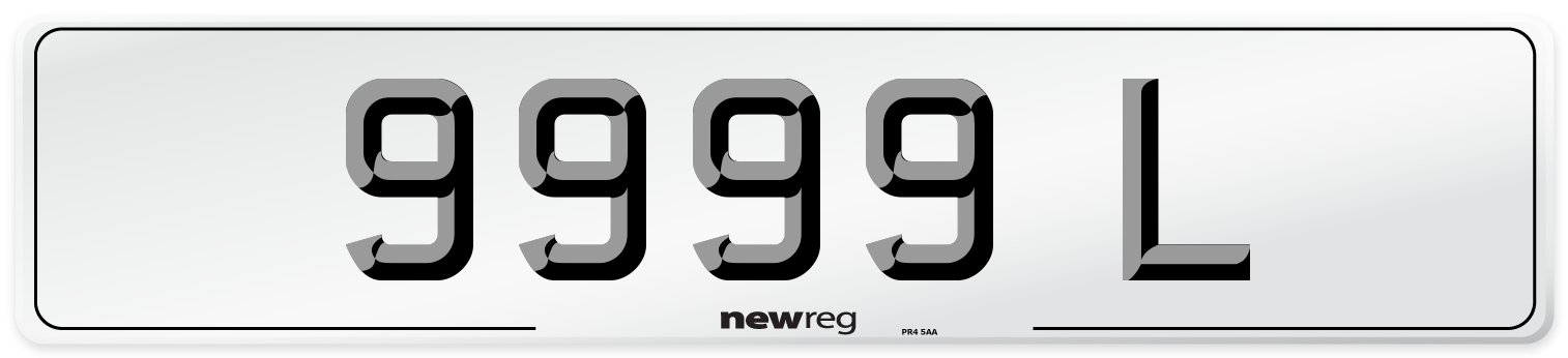 9999 L Front Number Plate